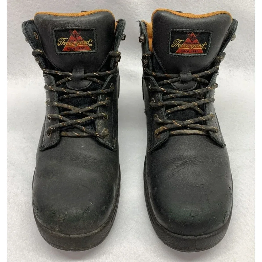Thorogood Steel Toe Work Boots 804-6135 Men's 11.5 M Black Well Loved